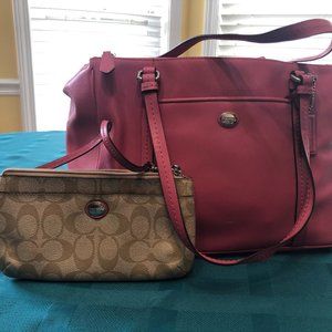 Coach Purse & wristlet- Peyton Signature pink